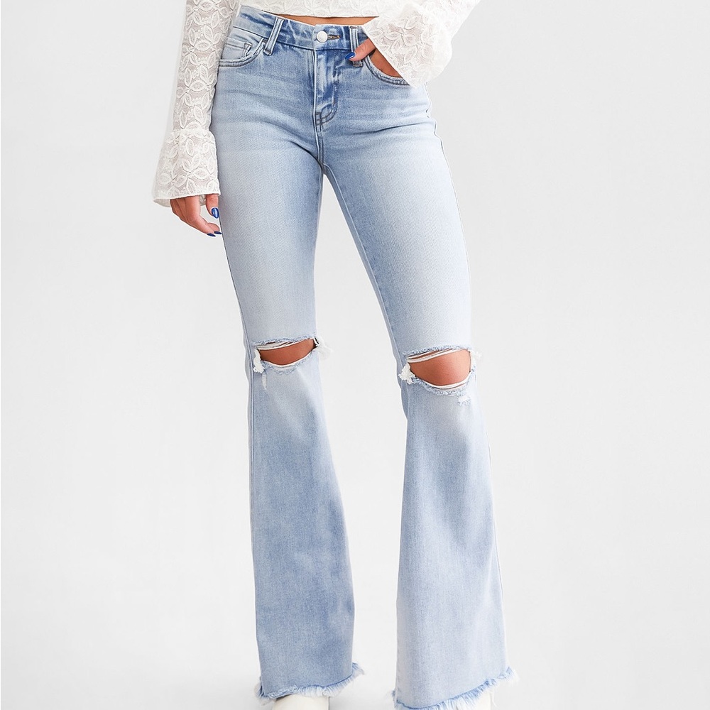Flying Monkey Light Blue Ripped Flare Jeans